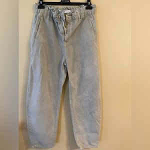 Zara paper bag jeans light green